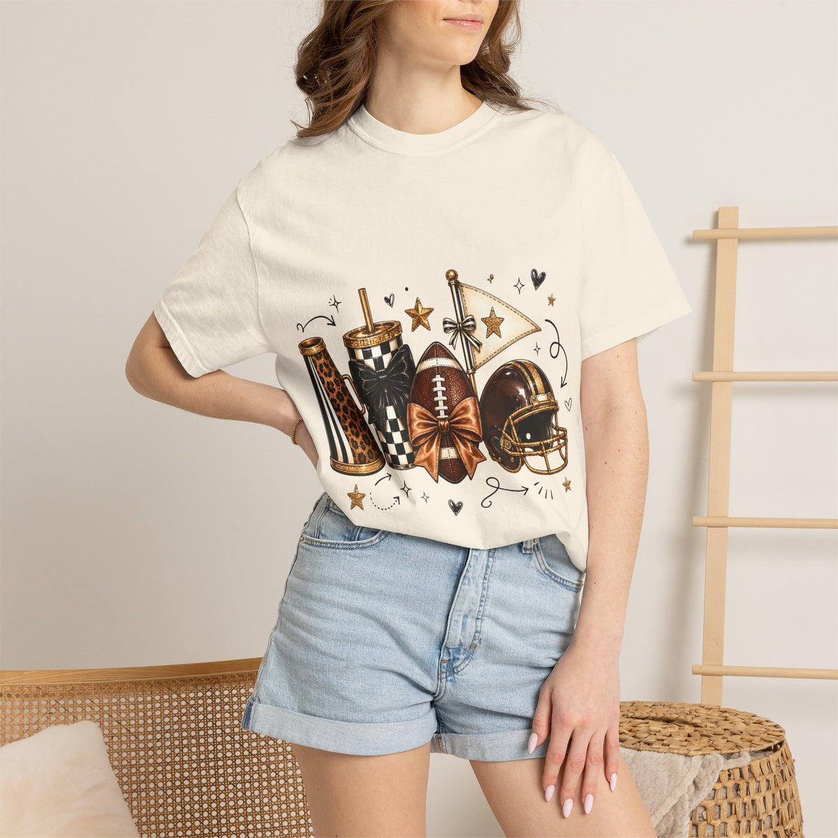 Football Fandom Graphic Tee — Helmet, Cleats & Tailgate Icons