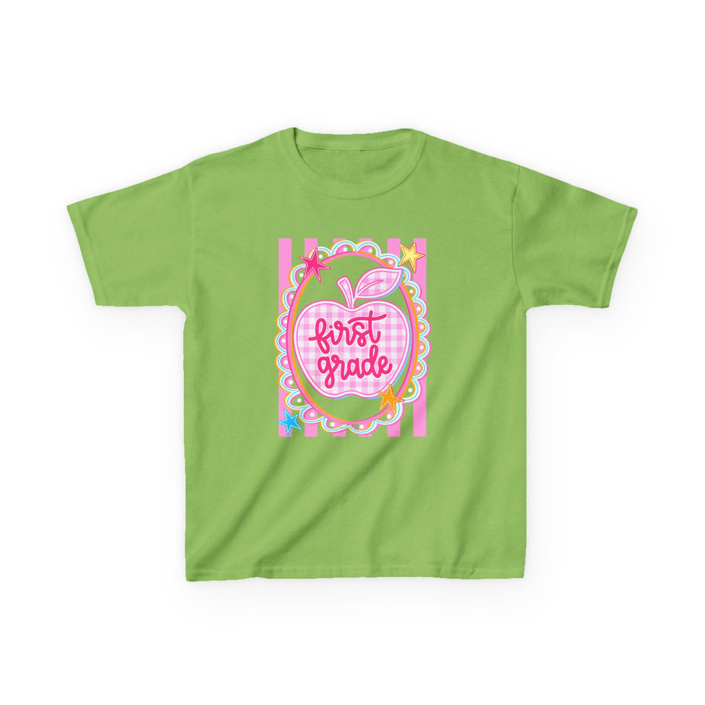 First Grade Kids T‑Shirt — Pink Apple Back to School Tee