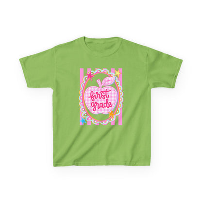 First Grade Kids T‑Shirt — Pink Apple Back to School Tee