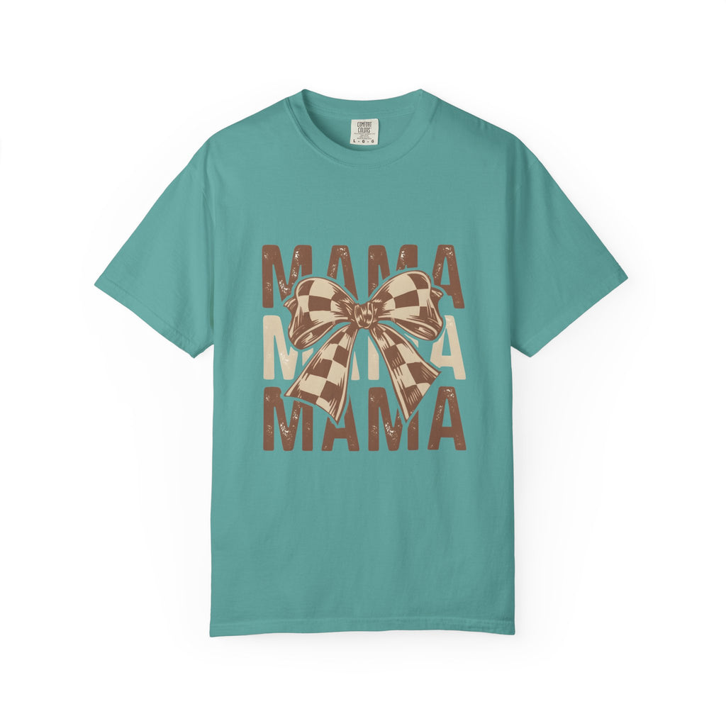 Mama Bow T-Shirt — Buffalo Check Ribbon Mom Shirt