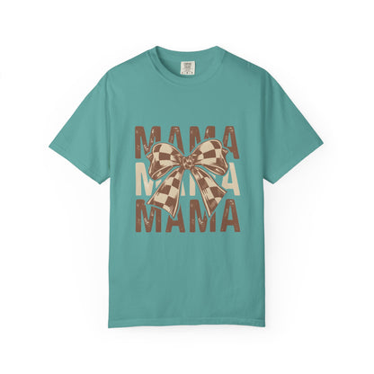 Mama Bow T-Shirt — Buffalo Check Ribbon Mom Shirt
